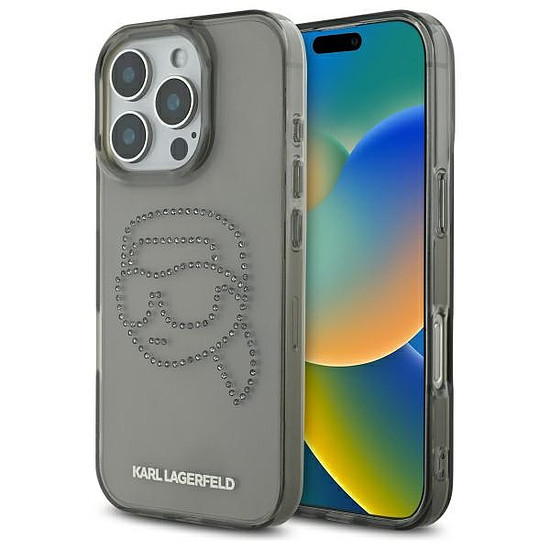 Karl Lagerfeld KLHCP16XHKHDCELK iPhone 16 Pro Max 6.9" fekete/fekete keménytok IML Strassz Karl Head