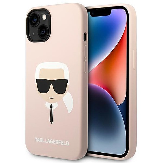 Karl Lagerfeld KLHMP14SSLKHLP iPhone 14 6.1 "kemény tok világos rózsaszín / világos rózsaszín szilikon Karl´s Head Magassafe