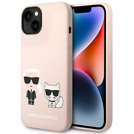 Karl Lagerfeld KLHMP14SSSKCI iPhone 14 6.1 "kemény tok világos rózsaszín / világos rózsaszín szilikon Karl & Choupette Magsafe