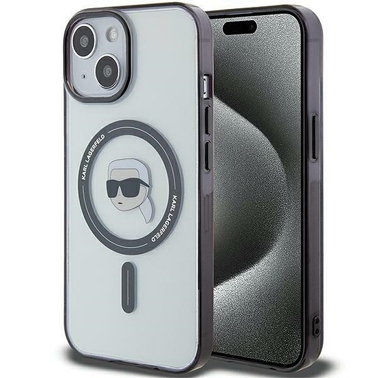 Karl Lagerfeld KLHMP15MHKHNOTK iPhone 15 Plus 6,7" átlátszó kemény tok IML Karl`s Head MagSafe