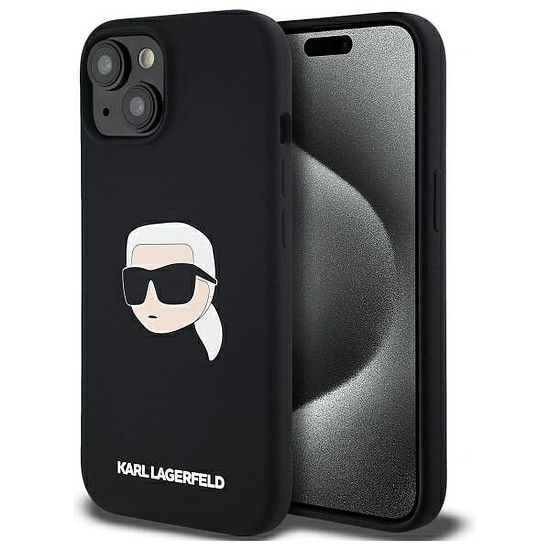 Karl Lagerfeld KLHMP15SSKHPPLK iPhone 15 6.1" fekete/fekete keménytok Szilikon Karl Head Print MagSafe