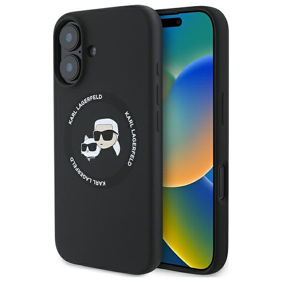 Karl Lagerfeld KLHMP16SSKCHTCK iPhone 16 6.1" fekete/fekete keménytok Szilikon Karl&Choupette MagSafe fejhallgató