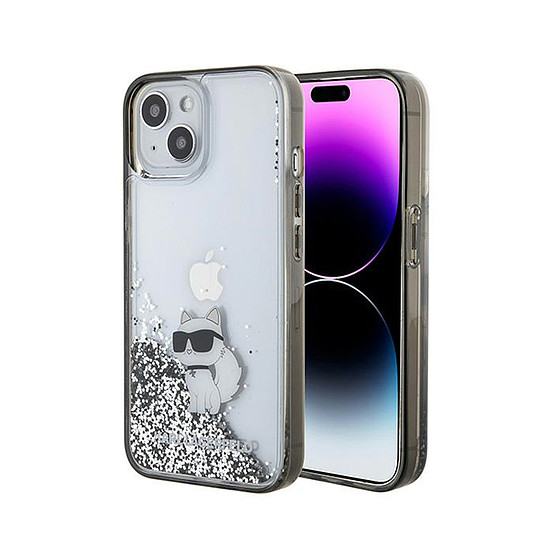 Karl Lagerfeld Liquid Glitter Choupette - iPhone 15 tok átlátszó (KLHCP15SLKCNSK)