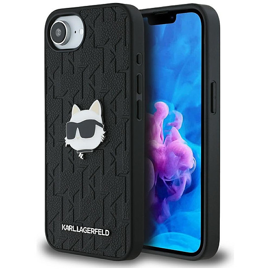 Karl Lagerfeld Monogram Choupette fejtűs iPhone 16e tok - fekete