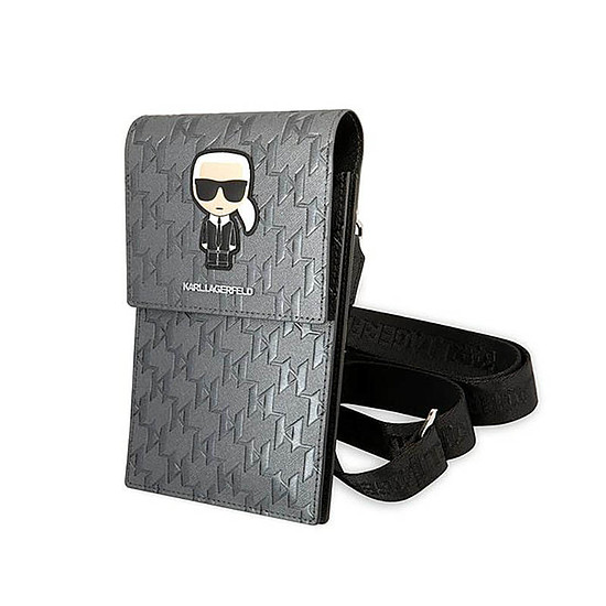 Karl Lagerfeld Monogram Ikonik Patch Wallet telefontáska - Táska okostelefonhoz és tartozékokhoz ezüst (KLWBSAMIPG)