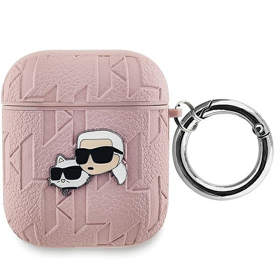 Karl Lagerfeld Monogram Karl & Choupette Head tok AirPods 1/2-hez - rózsaszín