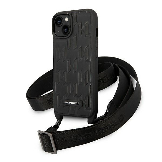 Karl Lagerfeld Monogram Plaque Logo Strap iPhone 14 / 15 / 13 6.1"-es tok - fekete