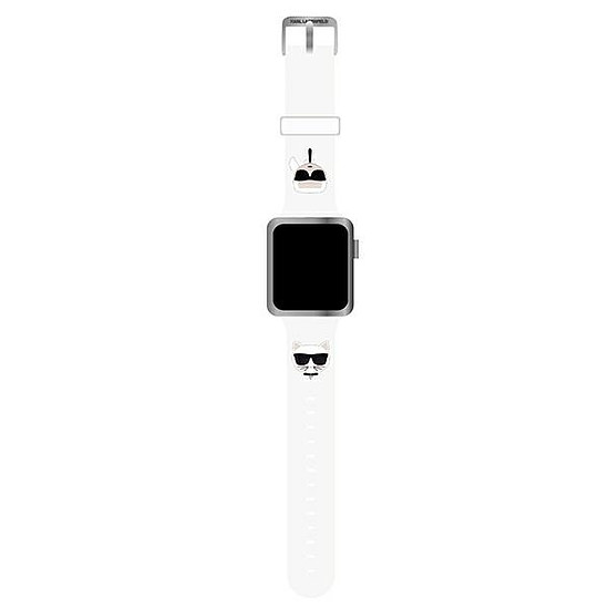 Karl Lagerfeld Pasek KLAWLSLCKW Apple karóra 42/44/45 mm-es biły/fehér szíj szilikon Karl & Choupette fejek