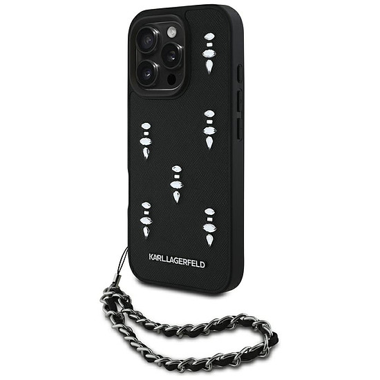 Karl Lagerfeld Saffiano Crystals iPhone 16 Pro Max tok - fekete