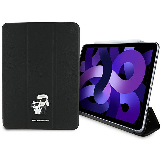 Karl Lagerfeld Saffiano mágneses Karl & Choupette iPad Air 11" 2024 könyvtok - fekete