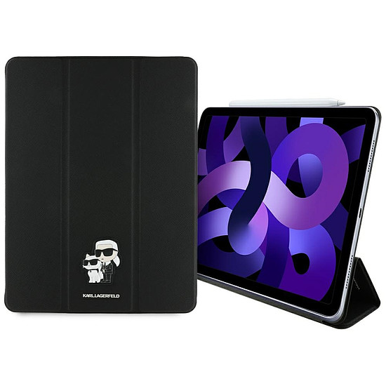 Karl Lagerfeld Saffiano mágneses Karl & Choupette iPad Air 13" 2024 könyvtok - fekete