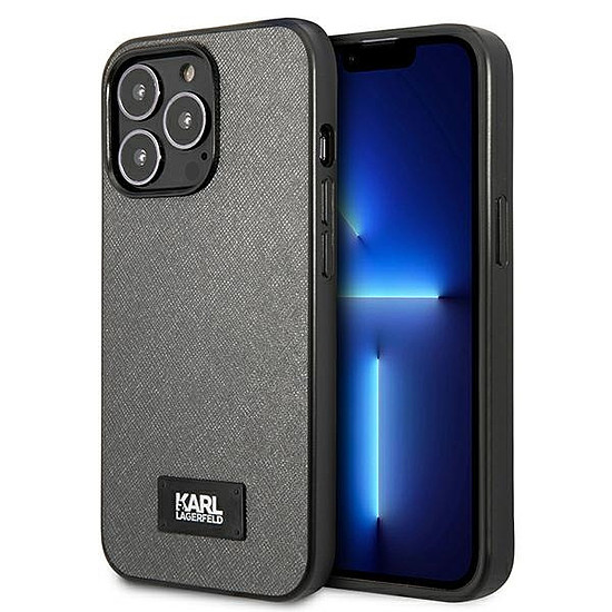 Karl Lagerfeld Saffiano Plaque tok iPhone 13 Pro Max 6.7"-hez, ezüst