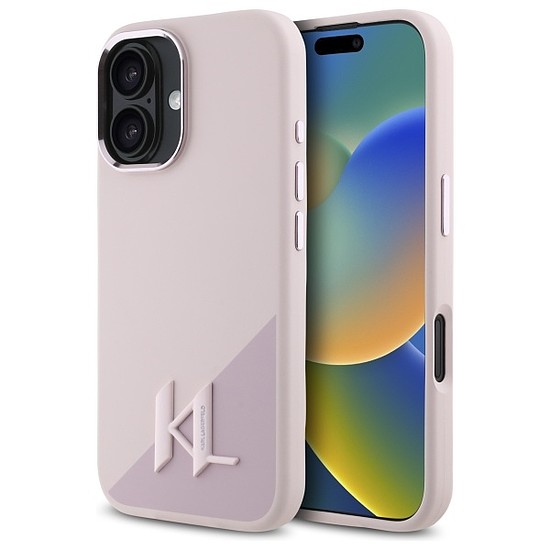 Karl Lagerfeld Silicone Shadow Metal Initial MagSafe iPhone 16 tok - rózsaszín