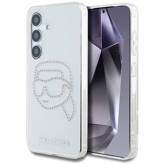 Karl Lagerfeld strasszos Karl fej logós tok Samsung Galaxy S25 átlátszó