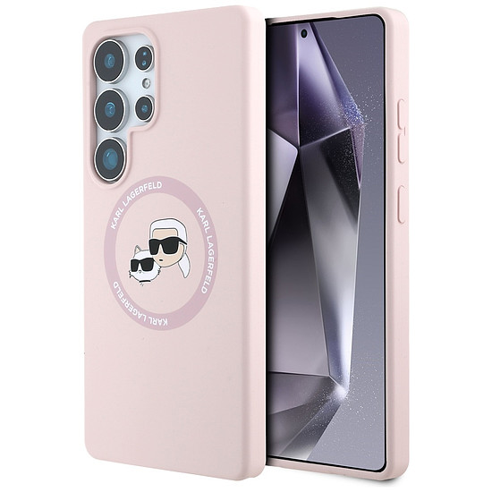 Karl Lagerfeld Szilikon Dupla Fejű és Kör MagSafe Tok Samsung Galaxy S25 Ultra Rózsaszín