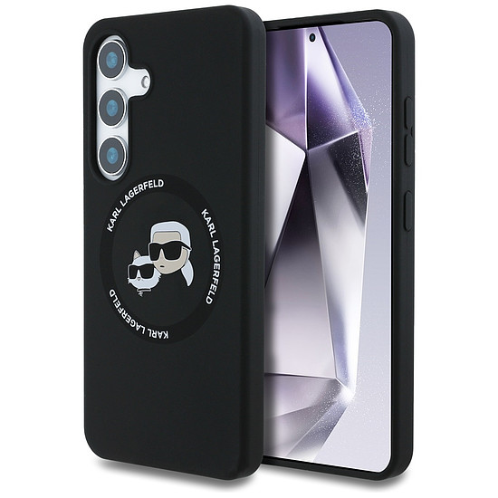 Karl Lagerfeld Szilikon Dupla Fejű Kör MagSafe Samsung Galaxy S25 Plus tok fekete