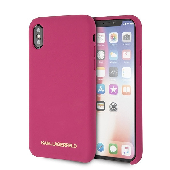 Karl Lagerfeld szilikon iPhone X/Xs keménytok - fukszia