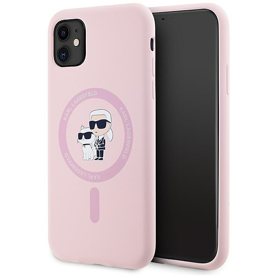 Karl Lagerfeld szilikon Karl&Choupette MagSafe iPhone 11 tok - rózsaszín