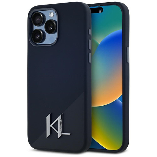 Karl Lagerfeld szilikon Shadow fémből készült Initial MagSafe tok iPhone 15 Pro Maxhoz, fekete