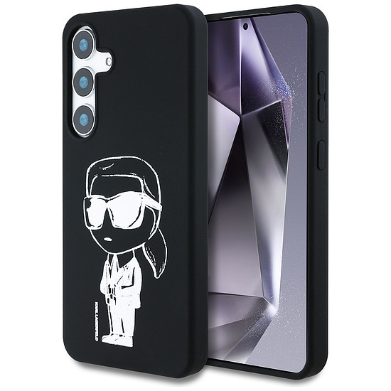 Karl Lagerfeld szilikon tok, graffiti, Ikonik nyomtatott logóval, MagSafe Samsung Galaxy S25 fekete