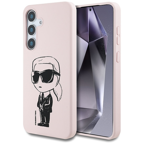 Karl Lagerfeld szilikon tok graffiti Ikonik nyomtatott logóval, MagSafe Samsung Galaxy S25 rózsaszín