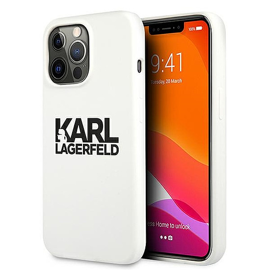 Karl Lagerfeld szilikon tok iPhone 13 Pro / 13 6.1"-hez, Stack logóval, fehér