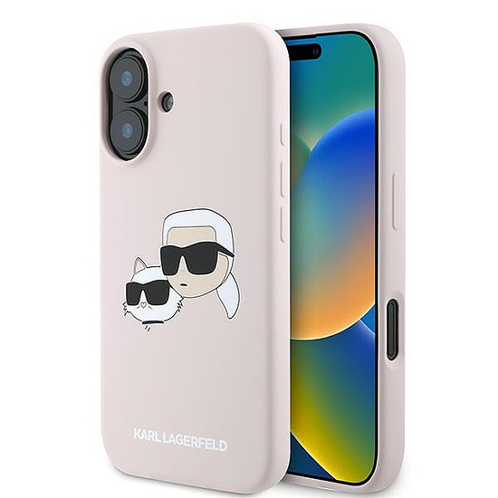 Karl Lagerfeld szilikontok fejpántos MagSafe iPhone 16 Plushoz - rózsaszín