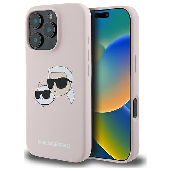 Karl Lagerfeld szilikontok fejpántos MagSafe iPhone 16 Próhoz - rózsaszín