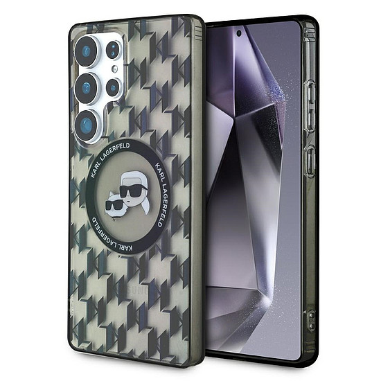 Karl Lagerfeld tok Karl & Choupette gombos KL mintás MagSafe Samsung Galaxy S25 Ultra fekete