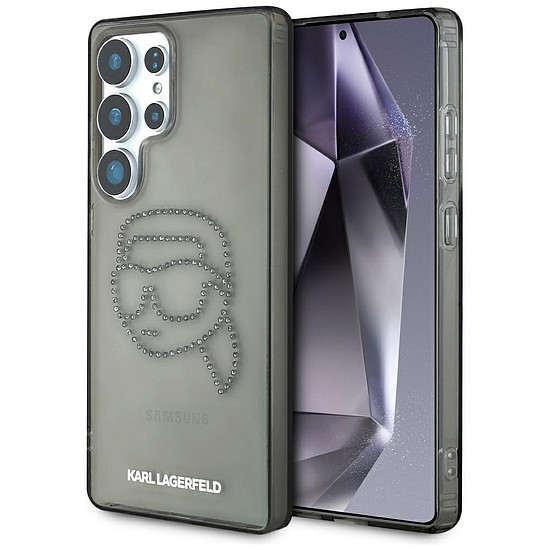 Karl Lagerfeld tok strasszokkal, Karl fej logóval, Samsung Galaxy S25 Ultra fekete