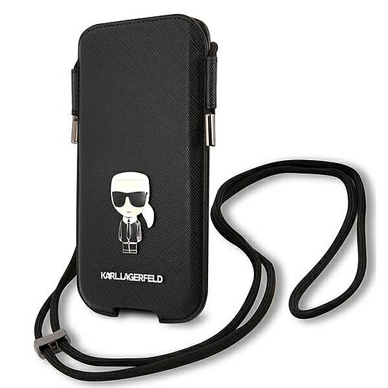 Karl Lagerfeld Torebka KLHCP12MOPHKMK 6,1" czarny/fekete keménytok Saffiano Ikonik Karl´s