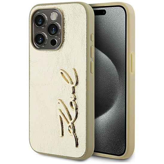 Karl Lagerfeld Wrinkled Metal Signature iPhone 15 Pro Max tok - arany