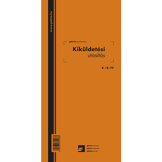 Kiküldetési utasítás 140x285 mm 50 lapos B.18-70