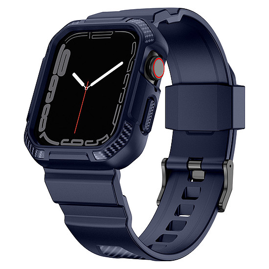 Kingxbar CYF106 2 az 1-ben elasztikus szíj és tok Apple Watch SE-hez, 8, 7, 6, 5, 4, 3, 2, 1 (41, 40, 38 mm) kék