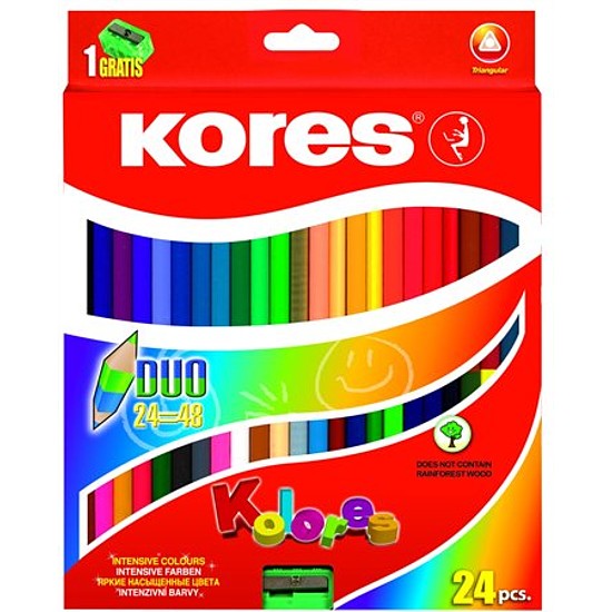 Kores Duo kétvégű színesceruza készlet 24db=48 szín/készlet normál háromszög