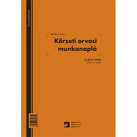 Körzeti orvosi működési napló 258 lapos könyv A4 álló