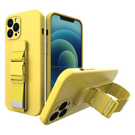 Kötél tok gél tok lánczsinóros táskával zsinór iPhone 13 Pro Max sárga