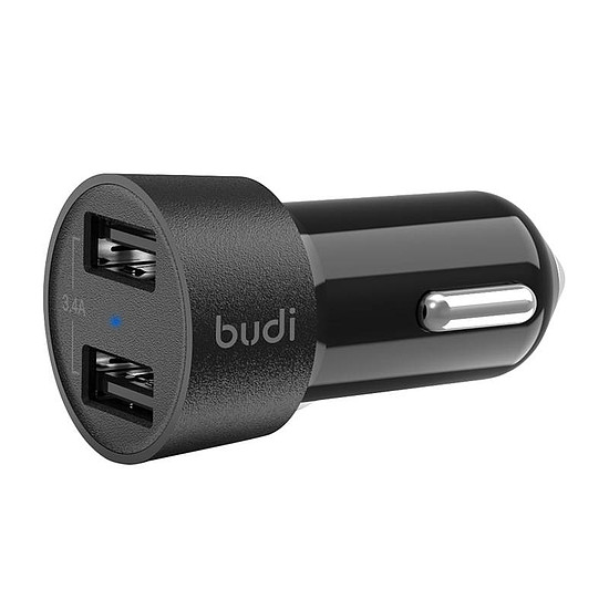 LED autós töltő Budi, 2x USB, 3.4A, fekete (622mini)