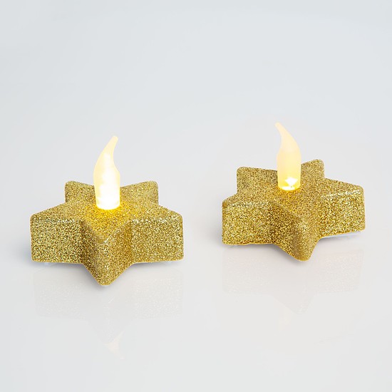 LED-es teamécses CSILLAG alakú - arany - 2 db (55244G)