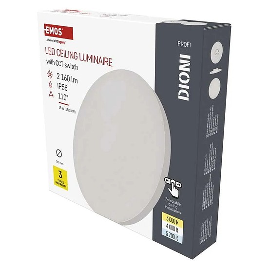 LED felületi lámpatest DIONI kerek, fehér, 18W, CCT (ZM7151)