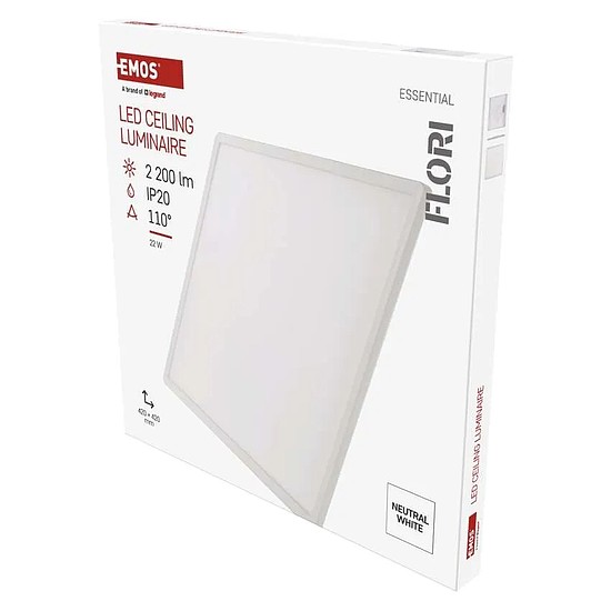 LED felületi lámpatest FLORI négyzet, fehér, 22W, semleges fehér (ZM1403)