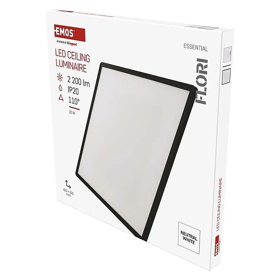 LED felületi lámpatest FLORI négyzet, fehér, 22W, semleges fehér (ZM1407)