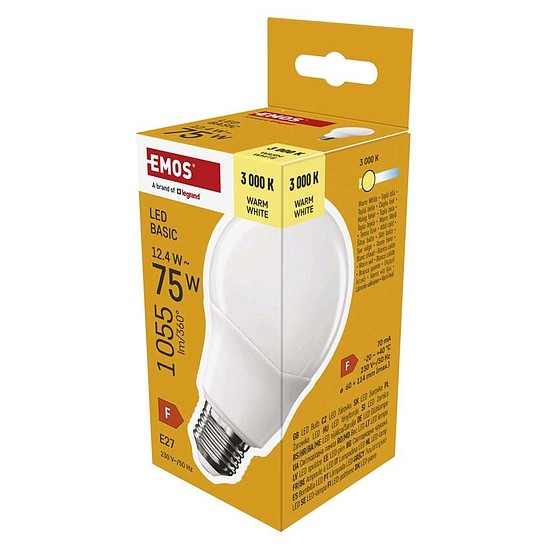 LED izzó Basic A60 / E27 / 12,4 W (75 W) / 1055 lm / Meleg fehér (ZL5F52)