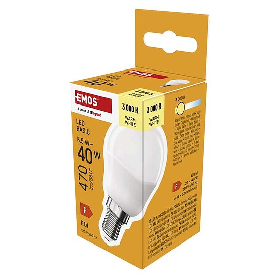LED izzó Basic Mini Globe / E14 / 5,5 W (40 W) / 470 lm / Meleg fehér (ZL1F22)
