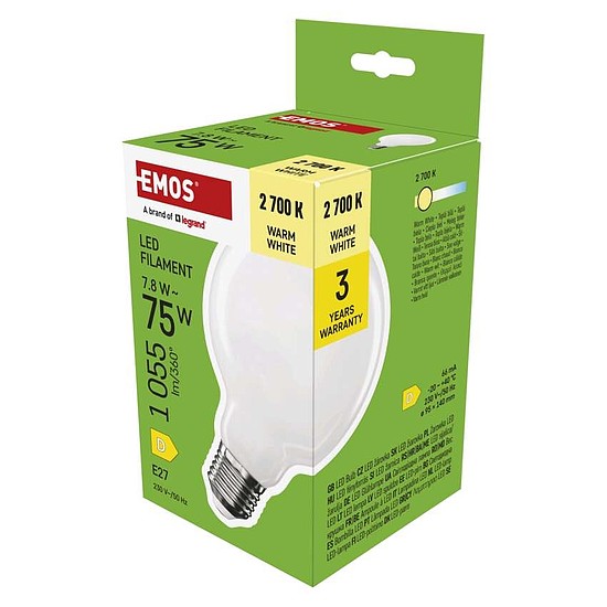 LED izzó Filament G95 / E27 / 7,8 W (75 W) / 1055 lm / Meleg fehér (ZF2D52)