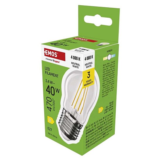 LED izzó Filament Mini Globe / E27 / 3,4 W (40 W) / 470 lm / Természetes fehér (ZF6D23)