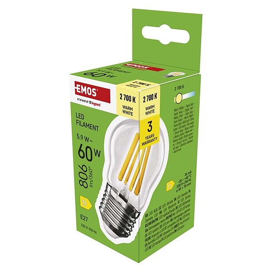 LED izzó Filament Mini Globe / E27 / 5,9 W (60 W) / 806 lm / Meleg fehér (ZF6D42)