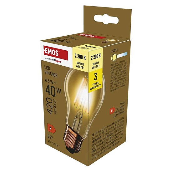 LED izzó Vintage A60 / E27 / 4,5 W (40 W) / 420 lm / Meleg fehér (Z55032)