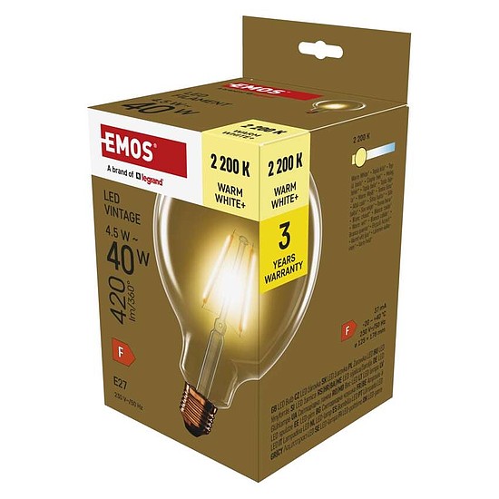 LED izzó Vintage G125 / E27 / 4,5 W (40 W) / 420 lm / Meleg fehér (Z58032)