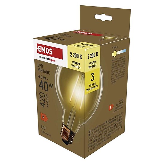 LED izzó Vintage G95 / E27 / 4,5 W (40 W) / 420 lm / Meleg fehér (Z52032)